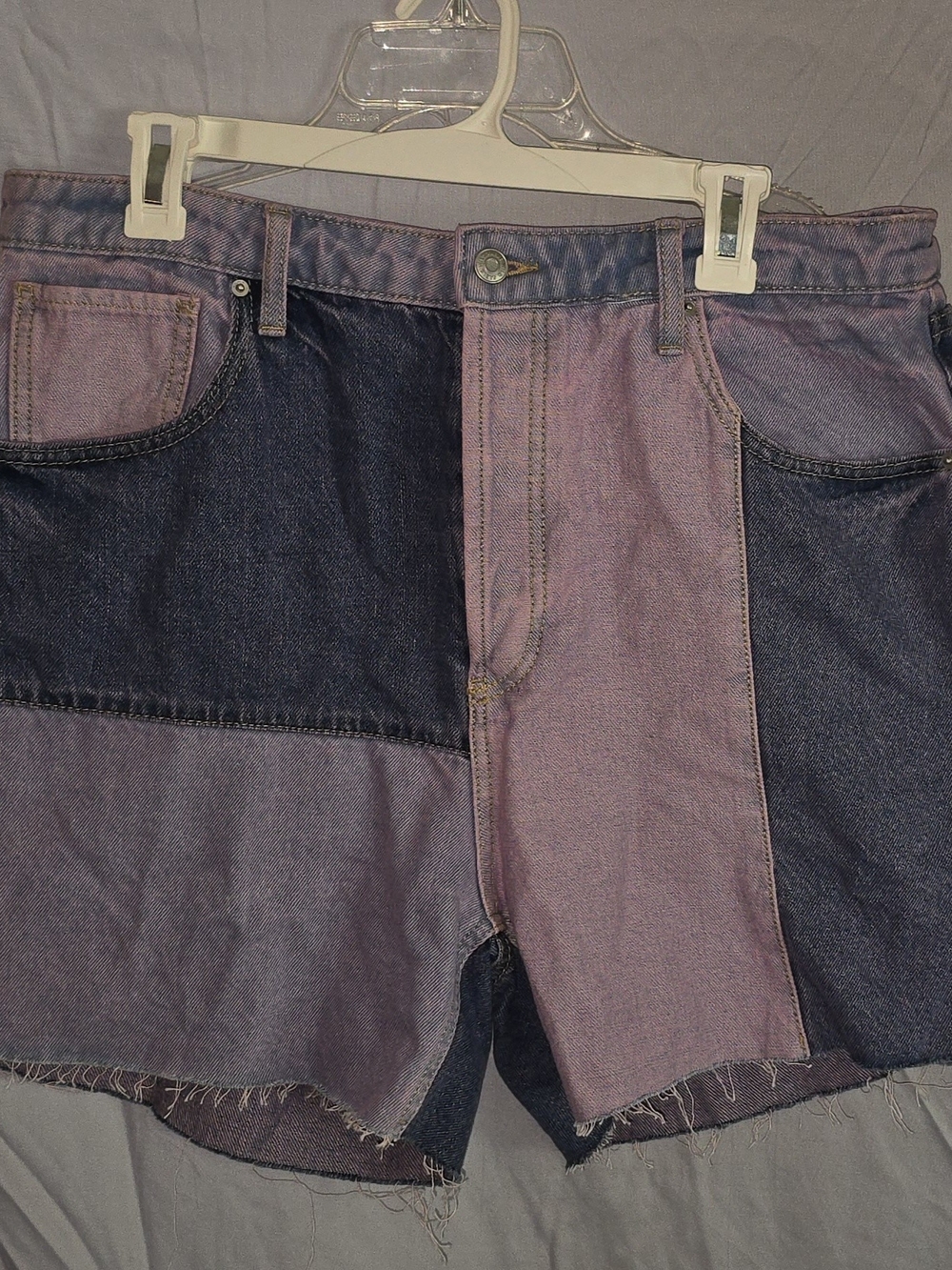 wild fable Two-Tone Pink and Blue Patchwork Jean Shorts